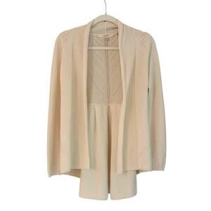 Anthropologie Knitted & Knotted Cashmere Ivory Open Cardigan Small